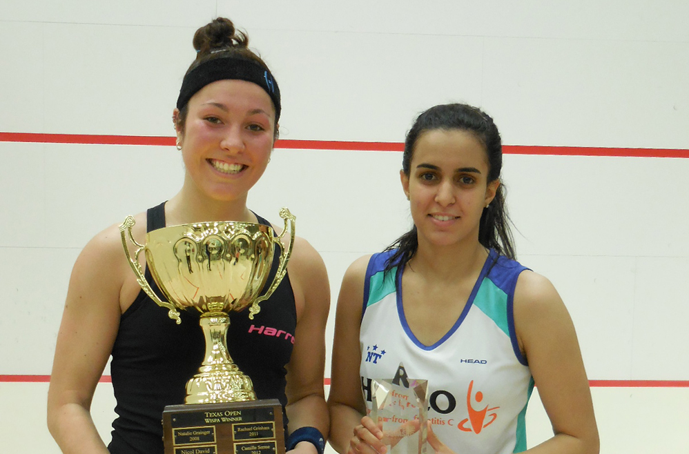 The 2015 Texas Open finalists,  Amanda Sobhy (L) and Nour El Tayeb. 