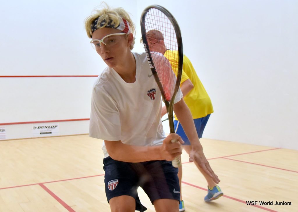 Gabriel Morgan on his way to a second-round upset. (image: WSF World Juniors)
