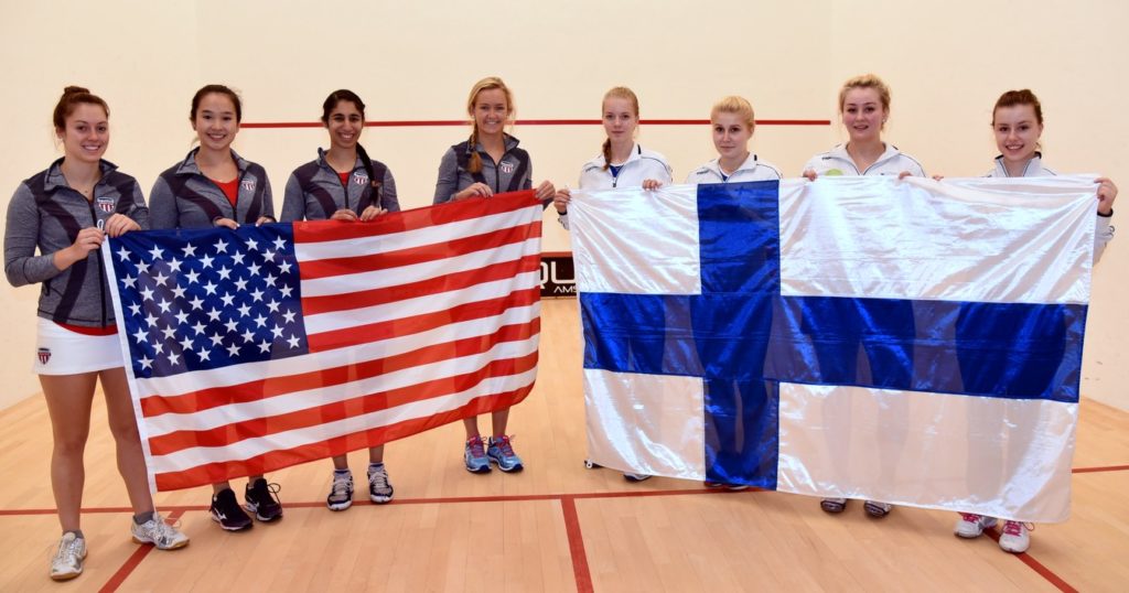 Team USA poses with Finland (Image: WSF World Juniors)