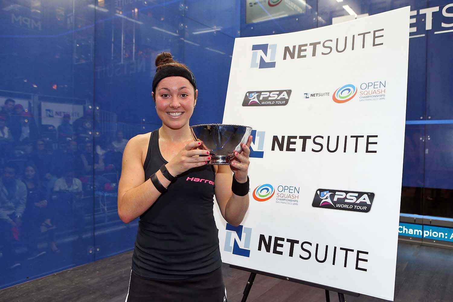 The inaugural NetSuite Open women's champion,  Amanda Sobhy. (image: Steve Line/squashpics.com)